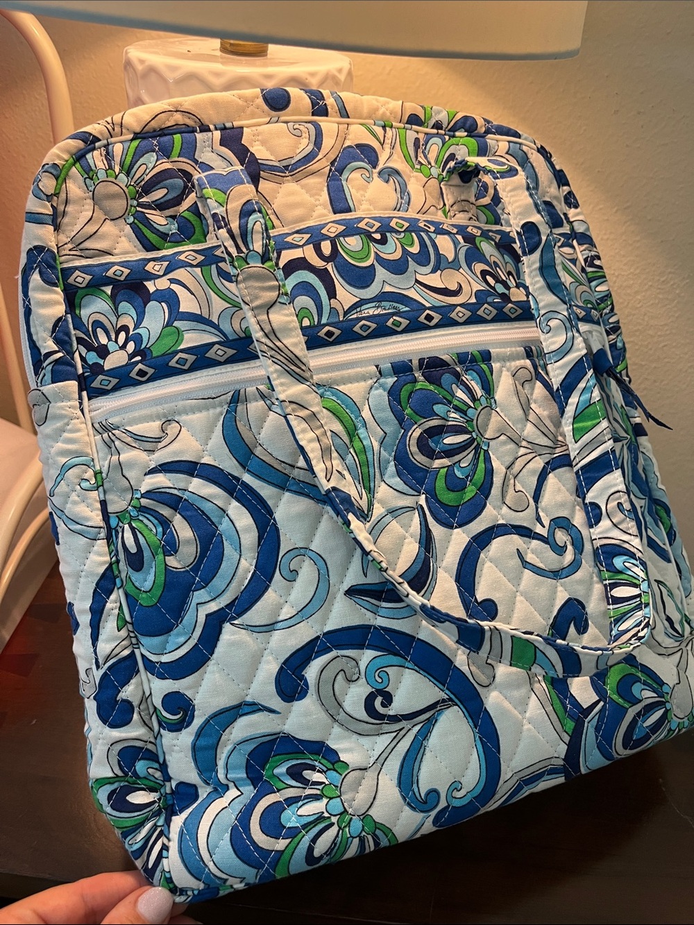 Vera Bradley Quilted Floral Tote in Blue & Green